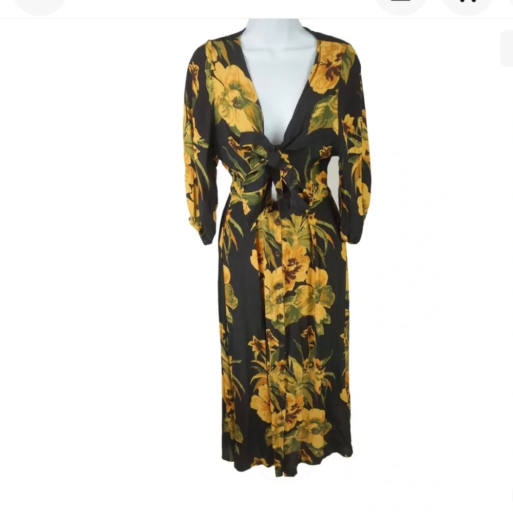 NWT Free People Faithful The Brand Oliveria Midi Dress Size XL - Picture 1 of 9